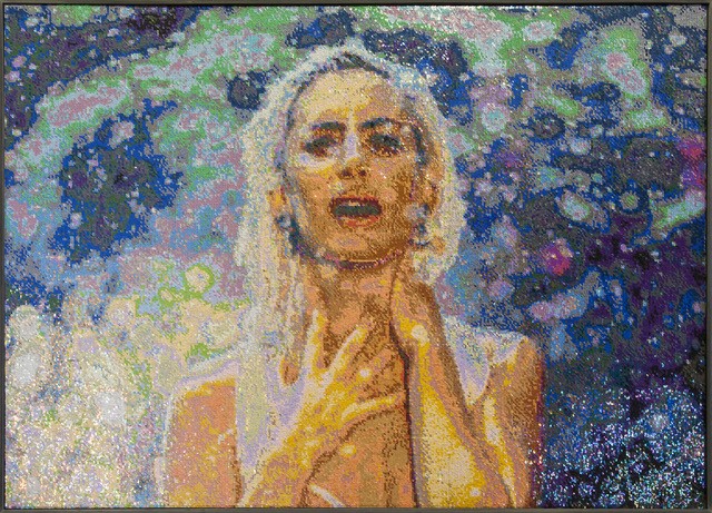 Frances Goodman Blame it on the Rain 2018 handstitched sequins on canvas 119 x 164 cm